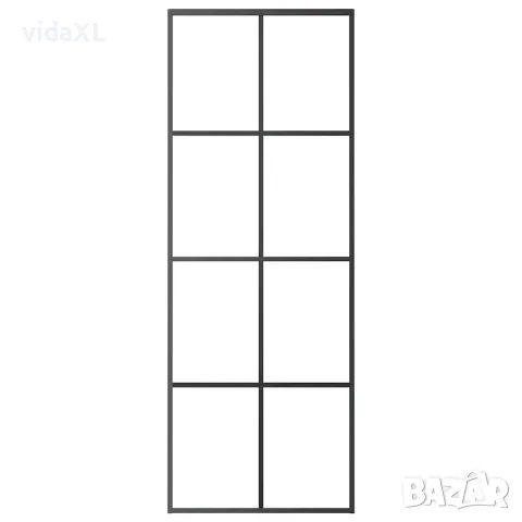 vidaXL Плъзгаща се врата, черна, 76x205 см, ESG стъкло и алуминий, снимка 3 - Входни врати - 56146204