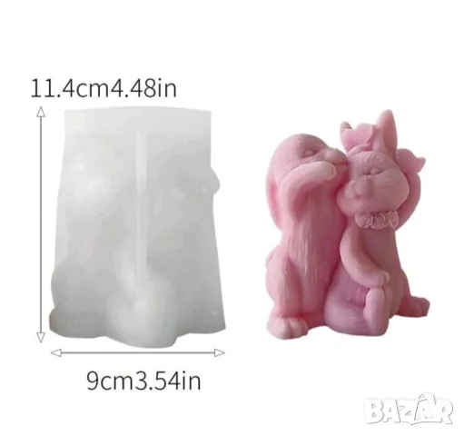 Молд зайчета със сърце, снимка 2 - Форми - 48617157