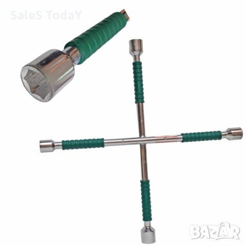 Кръстачка за джанти, Ключ за гуми, Стомана, Вложки, 17,19,21,23, 50см,сив