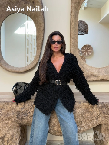 Черна Shaggy жилетка, Beard Cardigan – Нова, модерна, турско качество