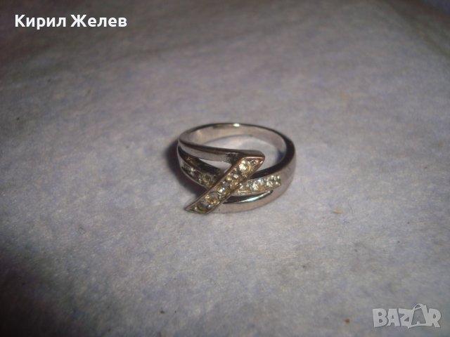 СТИЛЕН МОДЕН АРТ ПРЪСТЕН с БЯЛА ПОЗЛАТА и ЦИРКОНЧЕТА 8788, снимка 6 - Пръстени - 37463804
