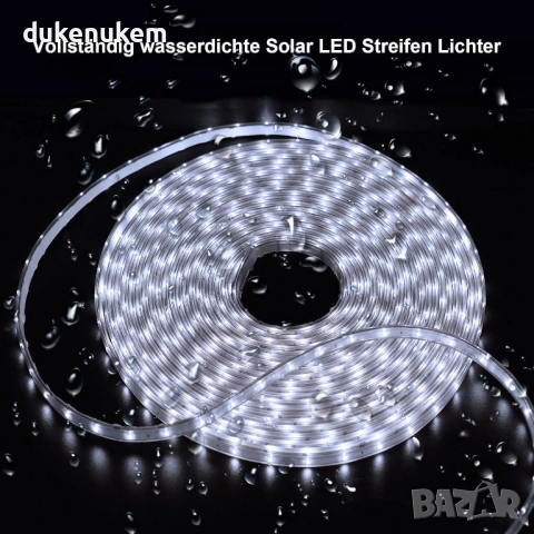 Соларна LED лента 10 метра, IP68, 200 LED диода, снимка 2 - Лед осветление - 52128380