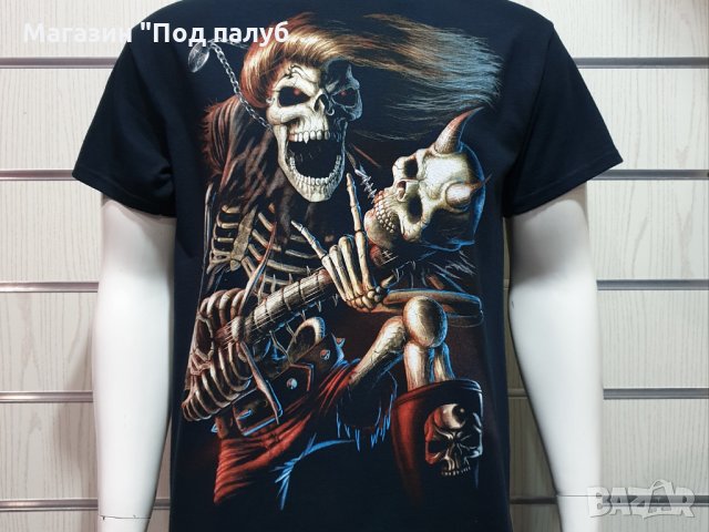 Нова мъжка тениска с дигитален печат Скелет с китара, снимка 7 - Тениски - 30116241