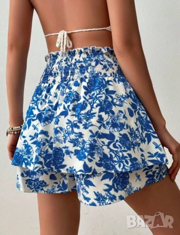 Къси панталони с висока талия и флорални мотиви, снимка 4 - Къси панталони и бермуди - 51397291