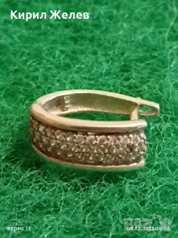 Скъпоценна сребърна обеца с миниатюрни цирконий ръчна изработка 31115