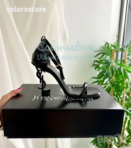 Сандали на ток черен лак YSL  код VL200