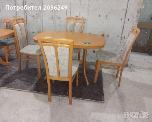 Комплект масивна разтегателна маса с 4 стола, снимка 2 - Маси - 53934712