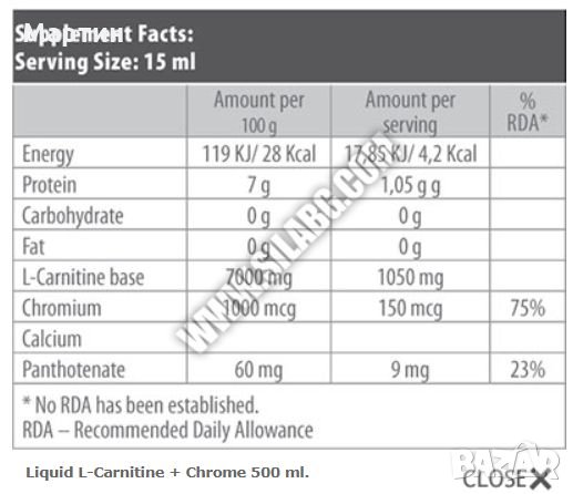 BIOTECH USA Liquid L-Carnitine + Chrome 500 ml. - Изгаряне на Мазнини, снимка 2 - Хранителни добавки - 34549545