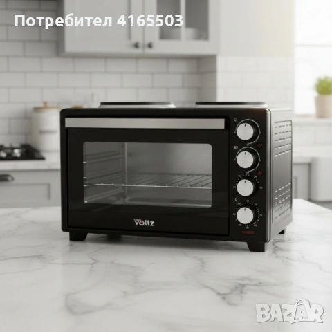Готварска печка Voltz с фурна и 2 котлона 3200W, компактна електрическа печка за кухня, снимка 3 - Печки, фурни - 53040970