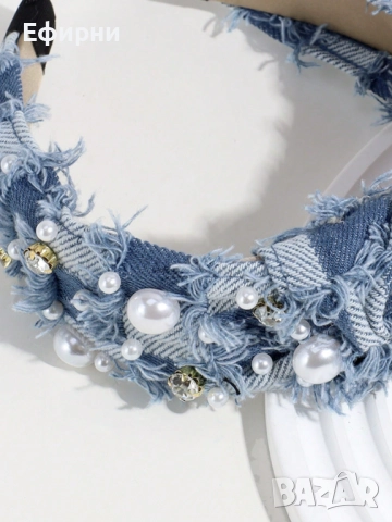 Дънкова диадема за коса, Ефектна диадема, Модерна Диадема, снимка 3 - Аксесоари за коса - 51727668