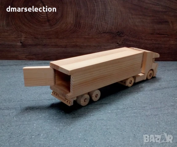  Декоративно дървено камионче с ремарке, снимка 3 - Други - 44670358