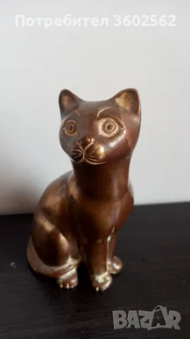 Ретро месингова пластика на котка, снимка 1