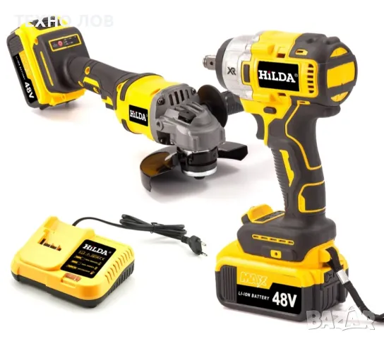 Комплект две машини гайковерт-дрелка и ъглошлайф HILDA 48Vс 2 батерии

, снимка 13 - Куфари с инструменти - 49649591