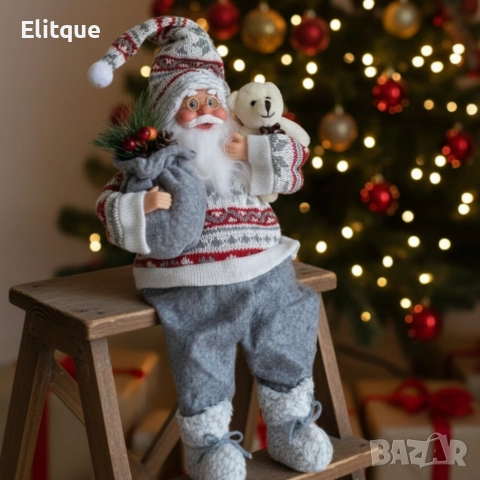 Голям Дядо Коледа с торба и мече - Атмосфера, уют и празничен стил, снимка 4 - Декорация за дома - 52572307