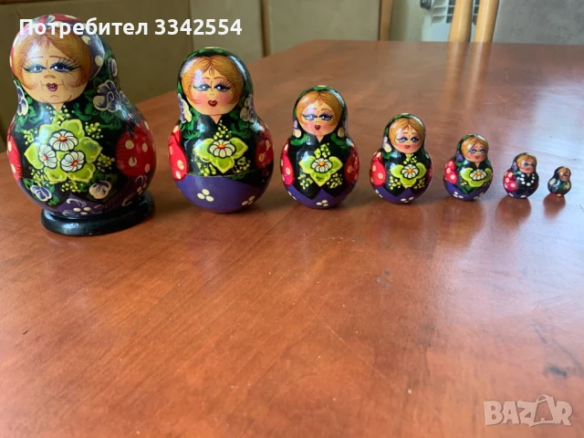 МАТРЬОШКА МАТРЬОШКИ КУКЛА ДЪРВО СТАРИННА-7 БРОЯ