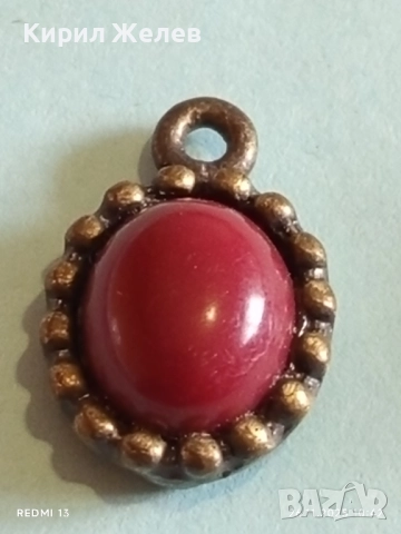 Ретро стил обеци с метален обков синтетичен РУБИН 26620, снимка 2 - Обеци - 52545770