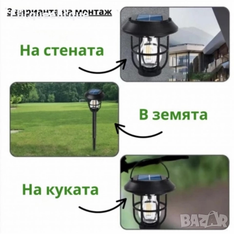 Градинска соларна лампа YH-169 с 3 режима за работа, снимка 3 - Други - 52326078