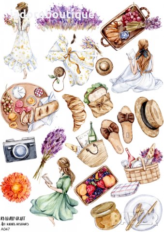 Скрапбук стикери декорация планер пикник summer самозалепващ лист А5, снимка 1