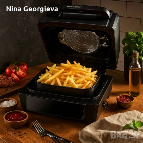 Уред 2 в 1 SilverCrest Air Fryer with Grill – хрупкаво, вкусно и без мазнина, снимка 2 - Уреди за готвене на пара - 54285495