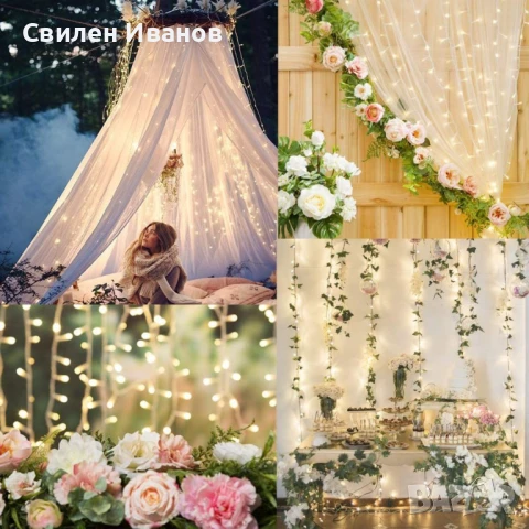 Коледна завеса от лампички / Цветове - Студено бяло, топло бяло, шарено. / 320лед светлини, дължина , снимка 6 - Лед осветление - 51390303