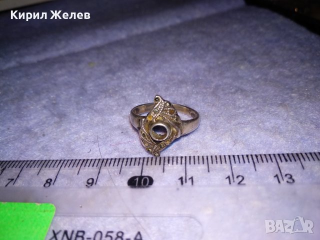 СТАР СРЕБЪРЕН ПРЪСТЕН СРЕБРО 925 с ПРАЗНО ГНЕЗДО За ВГРАЖДАНЕ на СКЪПОЦЕНЕН КАМЪК 34415, снимка 7 - Антикварни и старинни предмети - 39654073