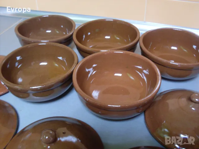 Комплект стари керамични гювечета., снимка 7 - Съдове за готвене - 48495776