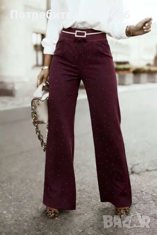 Дамски панталони райе и с камъни