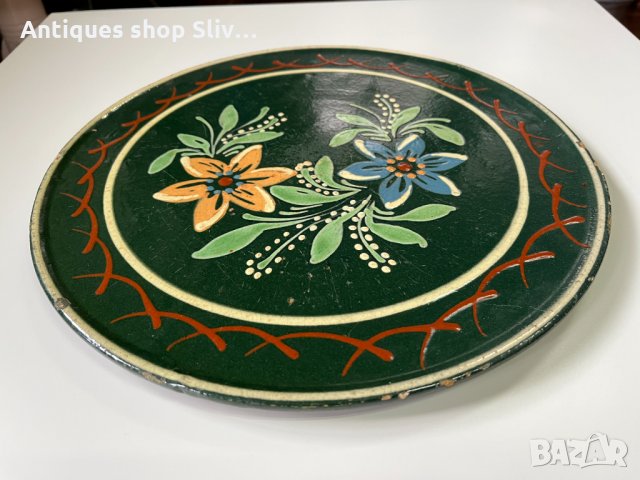 Рисувана керамична чиния/ поднос №1522, снимка 2 - Антикварни и старинни предмети - 35158337
