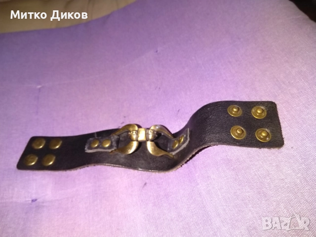 Верижка за ръка метал естествена кожа 240х38мм две позиции, снимка 2 - Други - 51835713