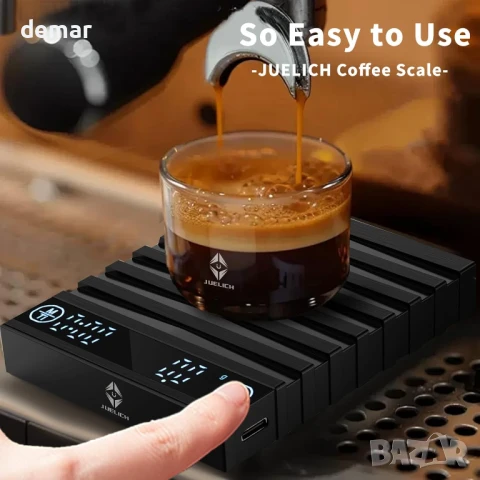 Мини везна за кафе JUELICH с таймер, акумулаторна везна за еспресо, точна везна 2 кг/0,1 гр, снимка 5 - Други стоки за дома - 50794141