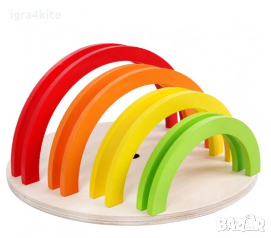 Двойна цветна дървена дъга с табла за поместване Wooden double rainbow, снимка 3 - Образователни игри - 30455577