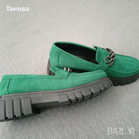 Нови Зелени Мокасини , снимка 2 - Дамски ежедневни обувки - 54354545