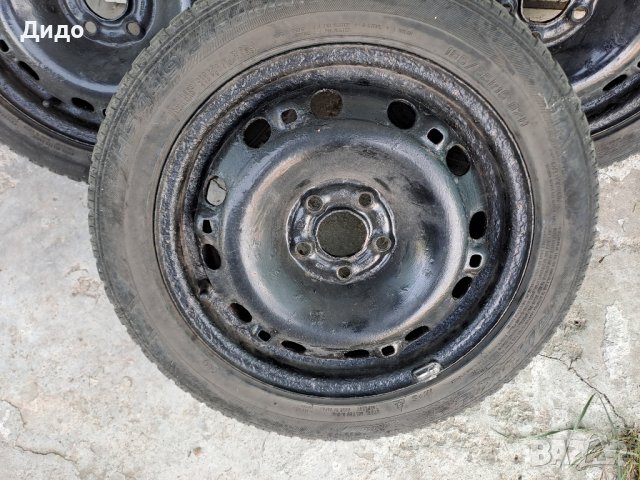 Железни джанти 15 цола с гуми за VW 5 х 100 , снимка 3 - Гуми и джанти - 42365412