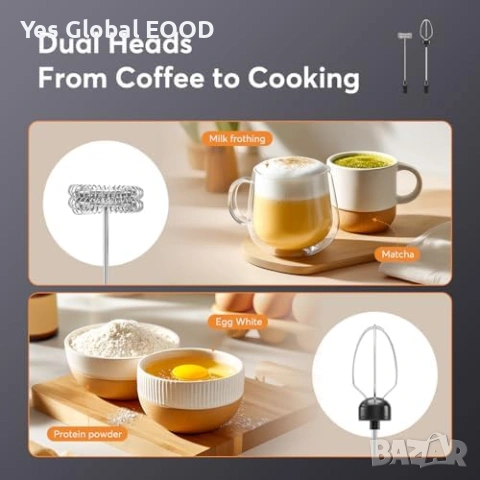 Акумулаторен електрически фротер за мляко USB – черен, снимка 6 - Друга електроника - 53338924