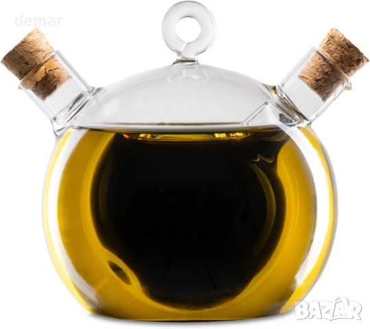 Стъклена бутилка за олио и оцет apollo THE HOUSEWARES BRAND с коркови тапи, снимка 2 - Други - 54216788