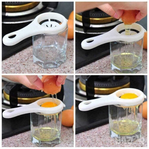 Инструмент за отделяне на белтък от яйце, 13х6 см, Бял