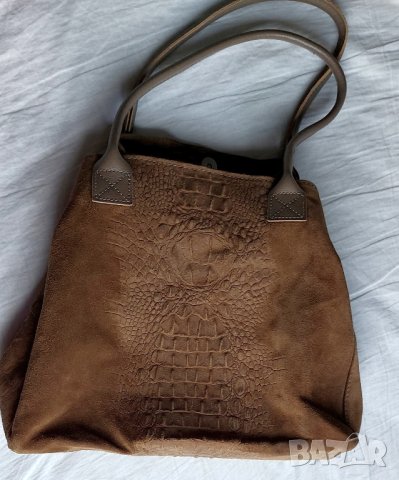 Луксозна кожена чанта тип Биркин от истинска кожа, Италия, снимка 13 - Чанти - 42378492