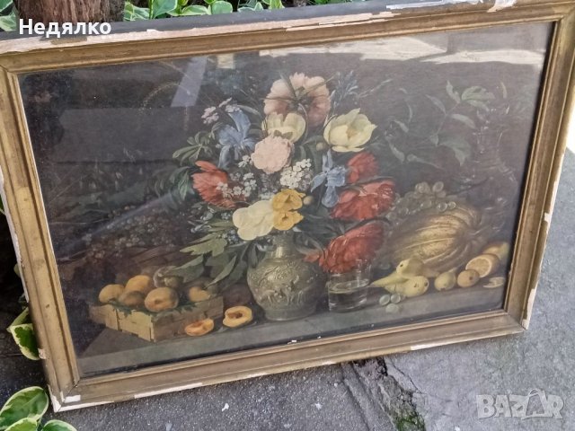 И.Хруцкий, Цветя и плодове, картина, репродукция,1965г, снимка 5 - Антикварни и старинни предмети - 40356540