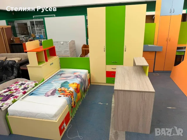 010911   детска стая легло 190/80 см + двукрилен  200/130 MDF МДФ гардероб цена 2 2 3  евро бюро 110