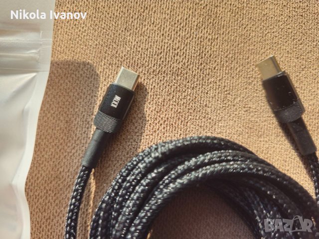 100W | 3 метра | USB-C to USB-C | Кабел за зарядно/трансфер на данни за лаптоп/телефон/VR, снимка 2 - Кабели и адаптери - 44354779