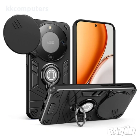 Калъф за Honor Magic8 Lite 5G, PC+TPU, с Плъзгащ Капак за Камера (CamShield), Пръстен и Стенд, Магни, снимка 2 - Калъфи, кейсове - 53175456