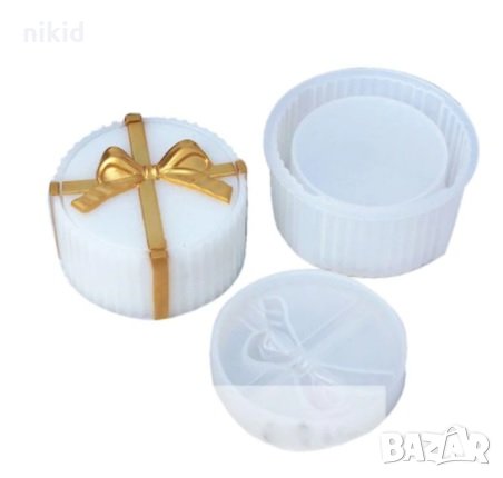 3d Кръг кутия с капак подарък 2 части кутийка силиконов молд форма направа кутия за бижута смола