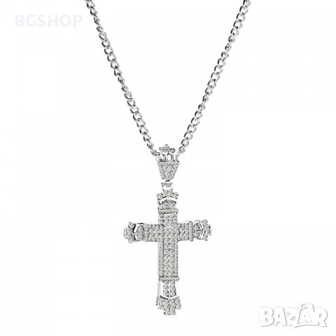 Хип - Хоп кръст / Hip Hop Cross - Бижу - Silver, снимка 2 - Колиета, медальони, синджири - 37529566