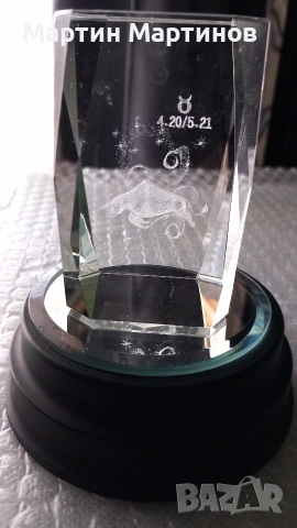 Преспапие /Кристал/ с Телец, снимка 4 - Декорация за дома - 53178892