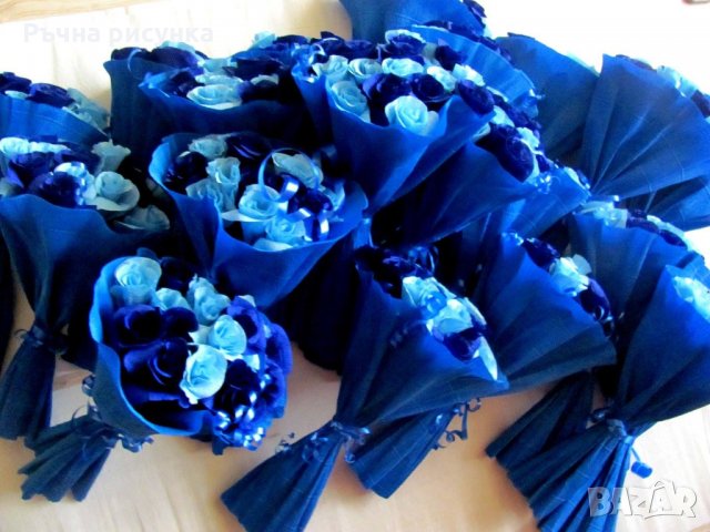 Букети и букетчета в синьо, снимка 17 - Изкуствени цветя - 31382192