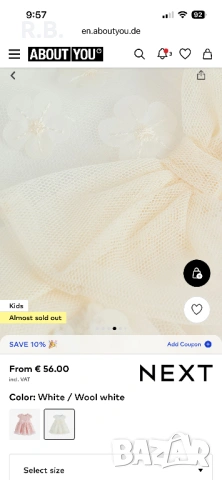 Бебешка рокля Next, размер up to 3 months, снимка 3 - Бебешки рокли - 53909648