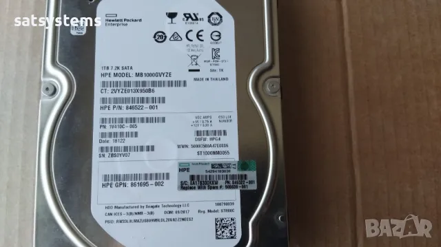 Хард диск Hewlett Packard Enterprise HPE MB1000GVYZE 1TB SATA 6.0Gb/s, снимка 3 - Твърди дискове - 32031441