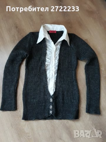 Дамски  пуловер жилетка  с риза, снимка 10 - Блузи с дълъг ръкав и пуловери - 31096508