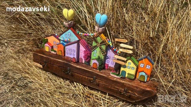 Ръчно изработена дървена закачалка, снимка 8 - Декорация за дома - 50925375