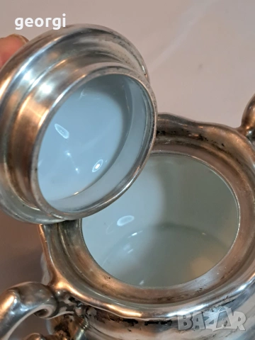 порцеланова захарница WMF с посребрен обков, снимка 4 - Сервизи - 53287972